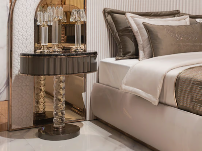 VELOVIS - Oval glass bedside table _ ZEBRANO
