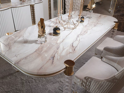 VELOVIS - Oval marble dining table _ ZEBRANO