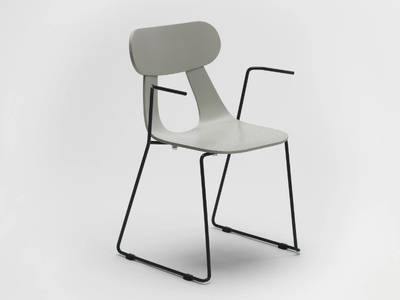 RAPA METAL - Stackable sled base wooden chair with armrests _ Zilio A&C