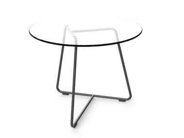 AVERIO - Round metal coffee table and glass top _ ZÜCO