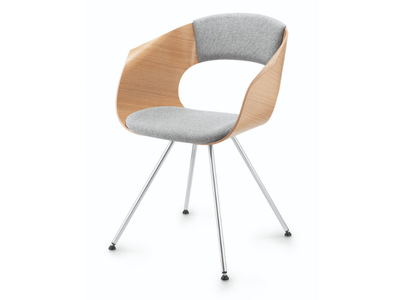 BONITO - Wooden chair and steel legs with armrests _ ZÜCO
